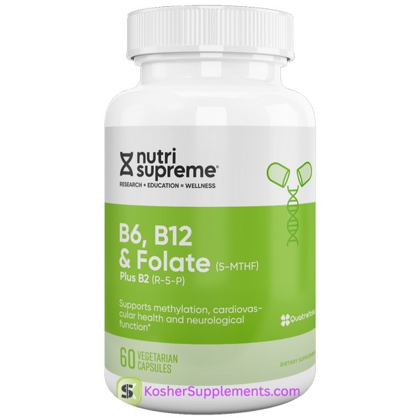 Nutri Supreme B6 B12 Folate 5-MTHF kosher vitamins supplement bottle